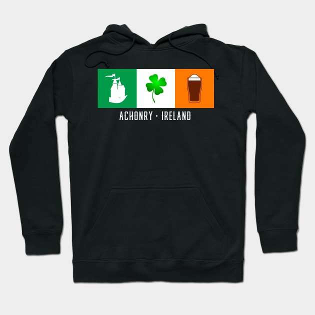 Achonry Ireland, Gaelic - Irish Flag Hoodie by Eire